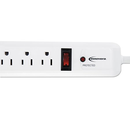 Innovera Surge Protector, 6 Outlets, 4 ft. Cord, 540 Joules, White IVR71652